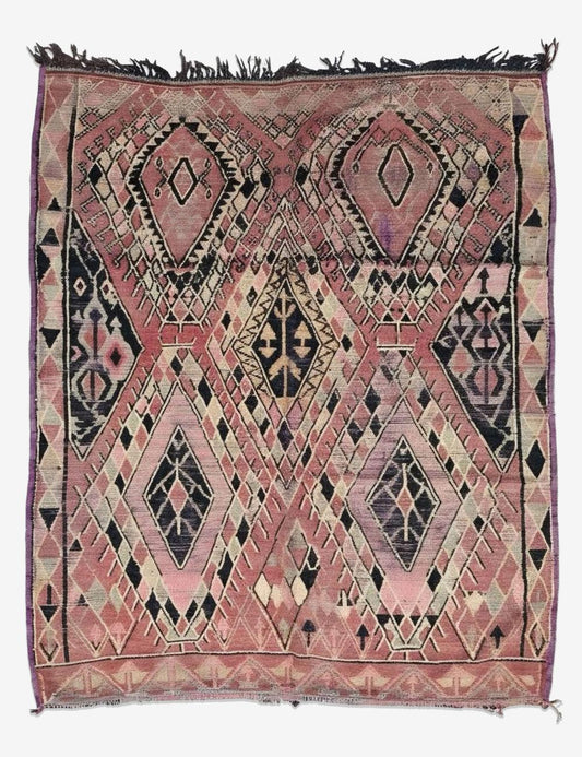 Blush Pink Tribal Berber Carpet 7.2 x 5.7 ft / 220 x 174 cm