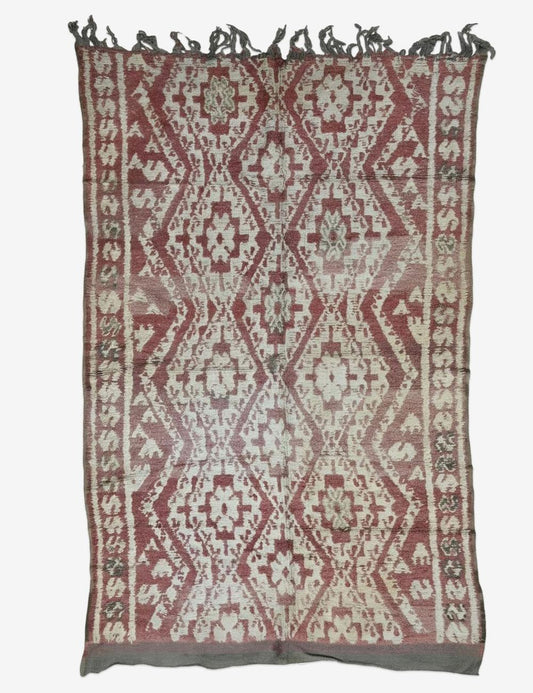 Handwoven Berber Wool Rug with Diamond Lattice Pattern 9.2 x 5.5 ft / 280 x 169 cm