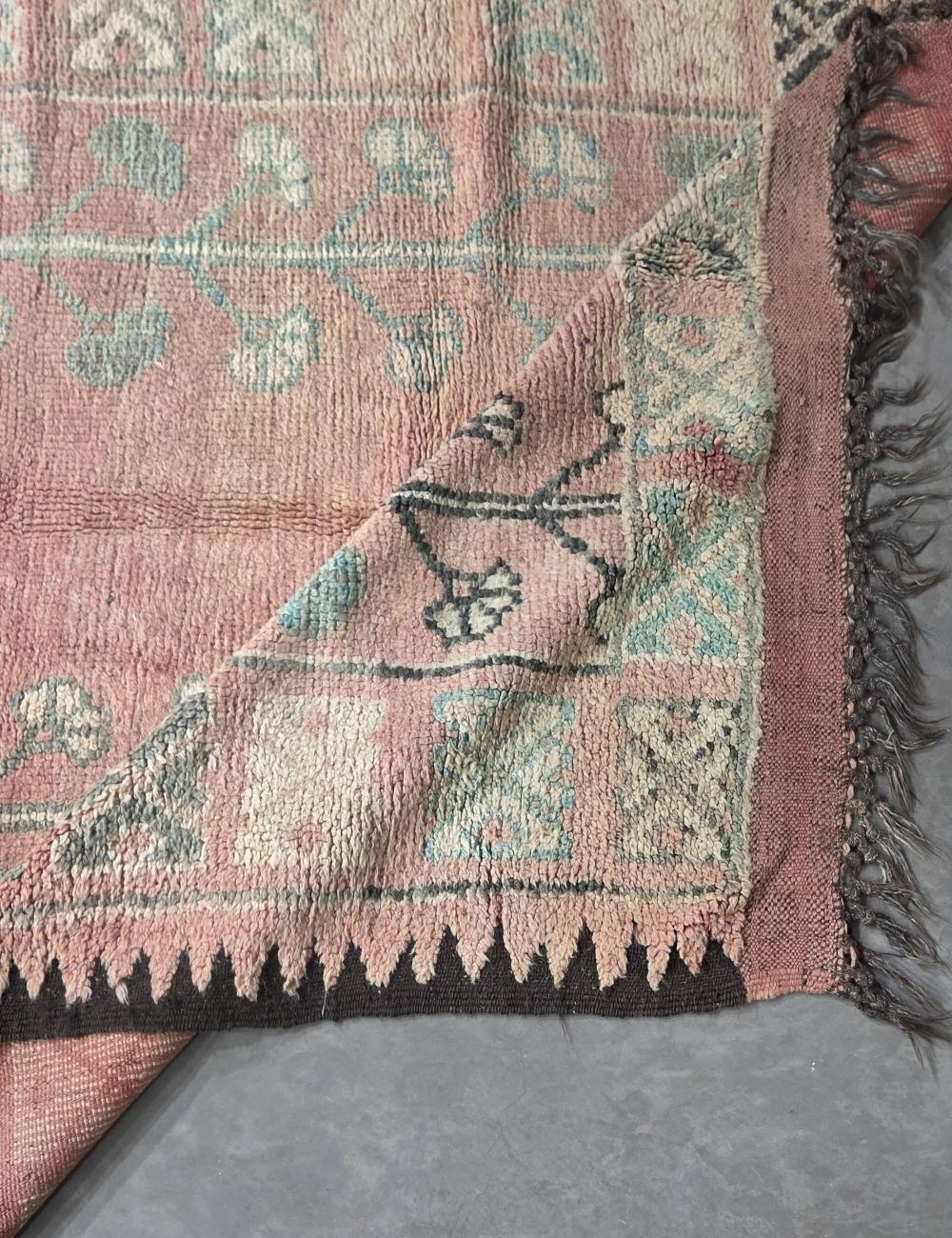 Vintage Pink Moroccan Rug 12.1 x 5.5 ft / 370 x 170 cm