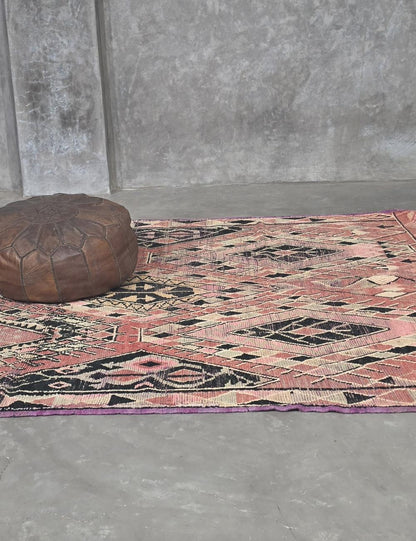 Blush Pink Tribal Berber Carpet 7.2 x 5.7 ft / 220 x 174 cm