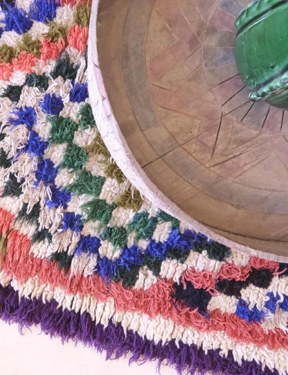 Vintage Moroccan Berber Rug with Vibrant Diamond Patterns 4.5 x 1.8 ft / 137 x 57 cm - Surcoma