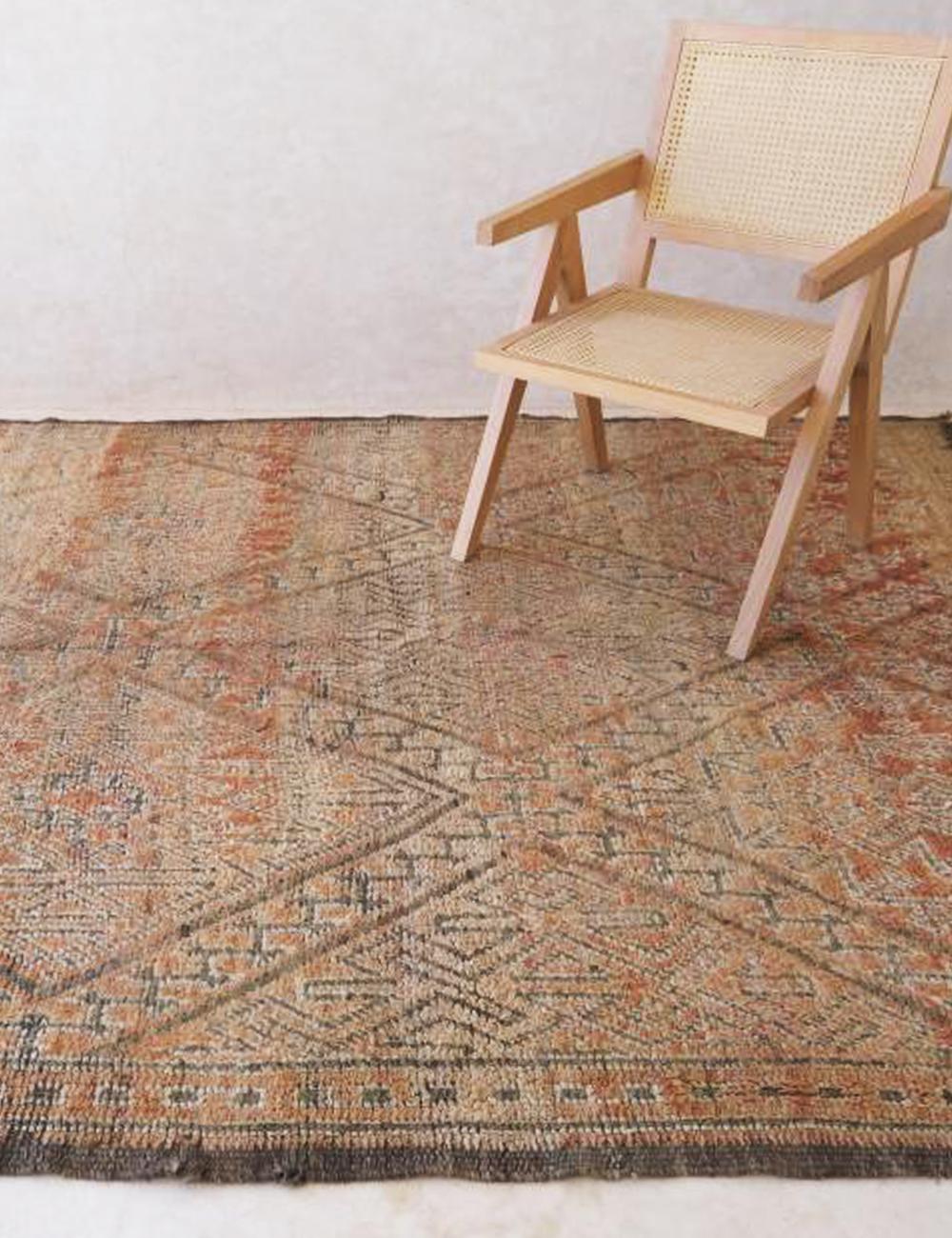 Terracotta Vintage Moroccan Rug 7.6 x 6.7 ft / 233 x 205 cm