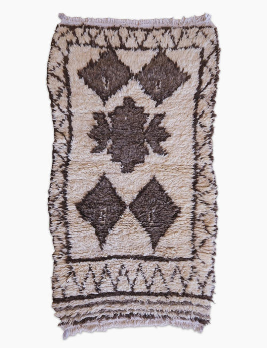 Vintage Moroccan Wool Rug 5.3 x 2.8 ft / 162 x 88 cm - Surcoma