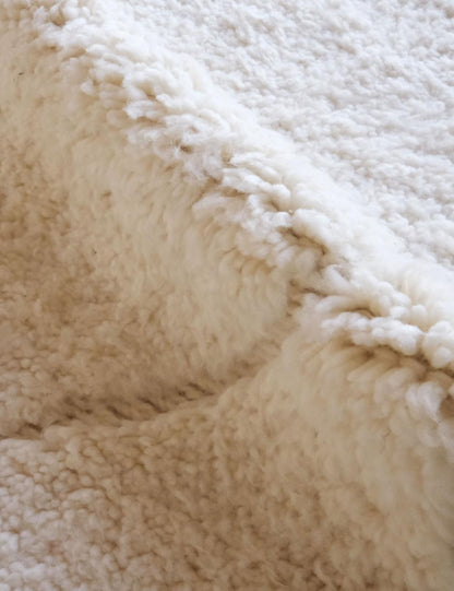 White Berber Moroccan Wool Rug 11.4 x 8.4 ft / 347 x 258 cm