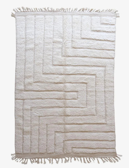 White Morocan Rug 9.5 x 6.5 ft / 291 x 198 cm - Surcoma