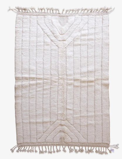 White Moroccan Handknotted Wool Rug 8.3 x 5 ft / 253 x 153 cm - Surcoma