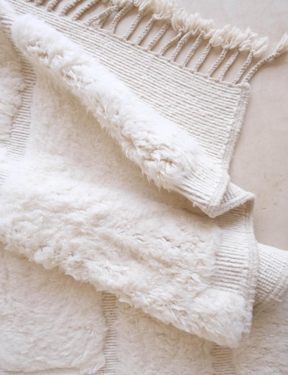 Custom White Textured Moroccan Rug - Forma 63