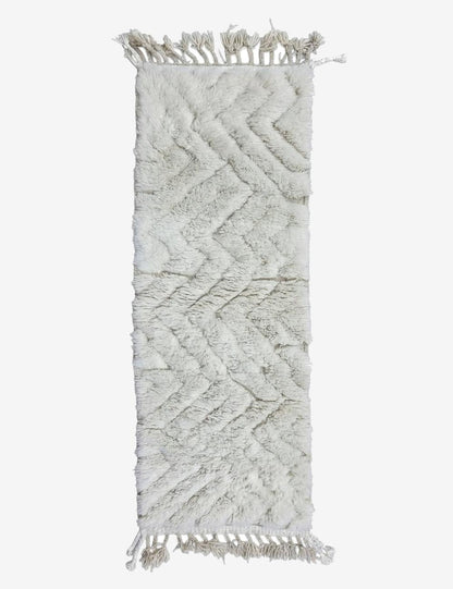 White Moroccan Runner Rug 6.3 x 2.3 ft / 191 x 70 cm