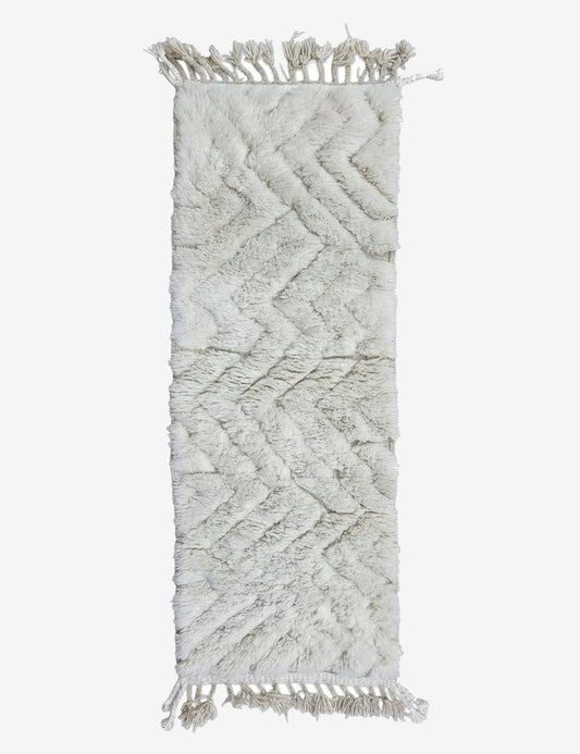 White Moroccan Runner Rug 6.3 x 2.3 ft / 191 x 70 cm