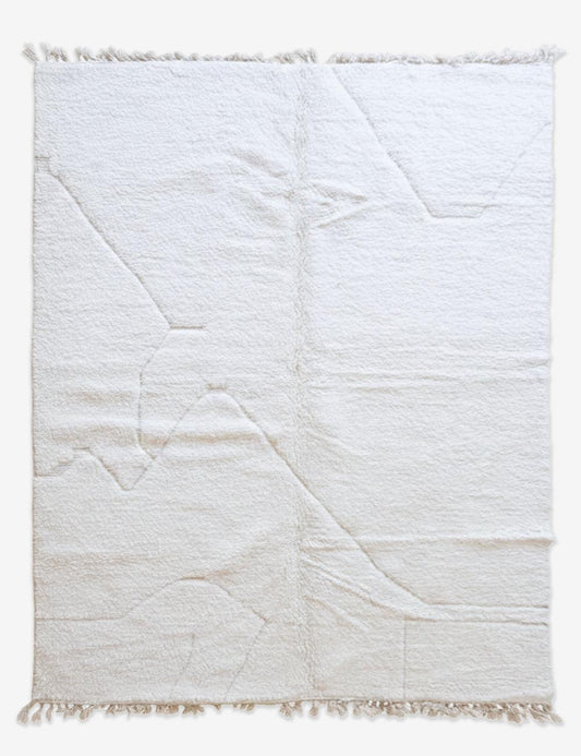 Custom White Moroccan Rug Handmade Minimalist Abstract Wool Rug