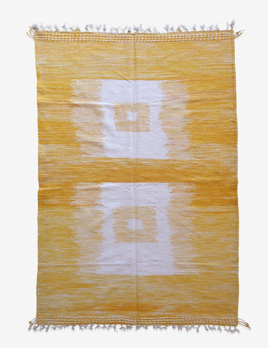 Yellow Flatwoven Moroccan Rug 10.2 x 6.4 ft / 311 x 197 cm