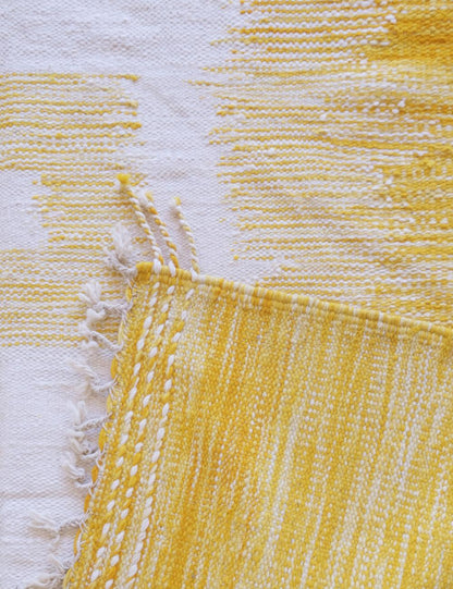 Yellow Flatwoven Moroccan Rug 10.2 x 6.4 ft / 311 x 197 cm - Surcoma