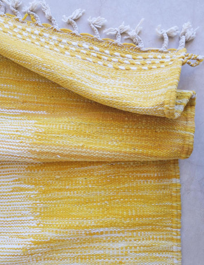 Yellow Flatwoven Moroccan Rug 10.2 x 6.4 ft / 311 x 197 cm - Surcoma