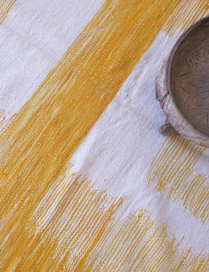 Yellow Flatwoven Moroccan Rug 10.2 x 6.4 ft / 311 x 197 cm - Surcoma
