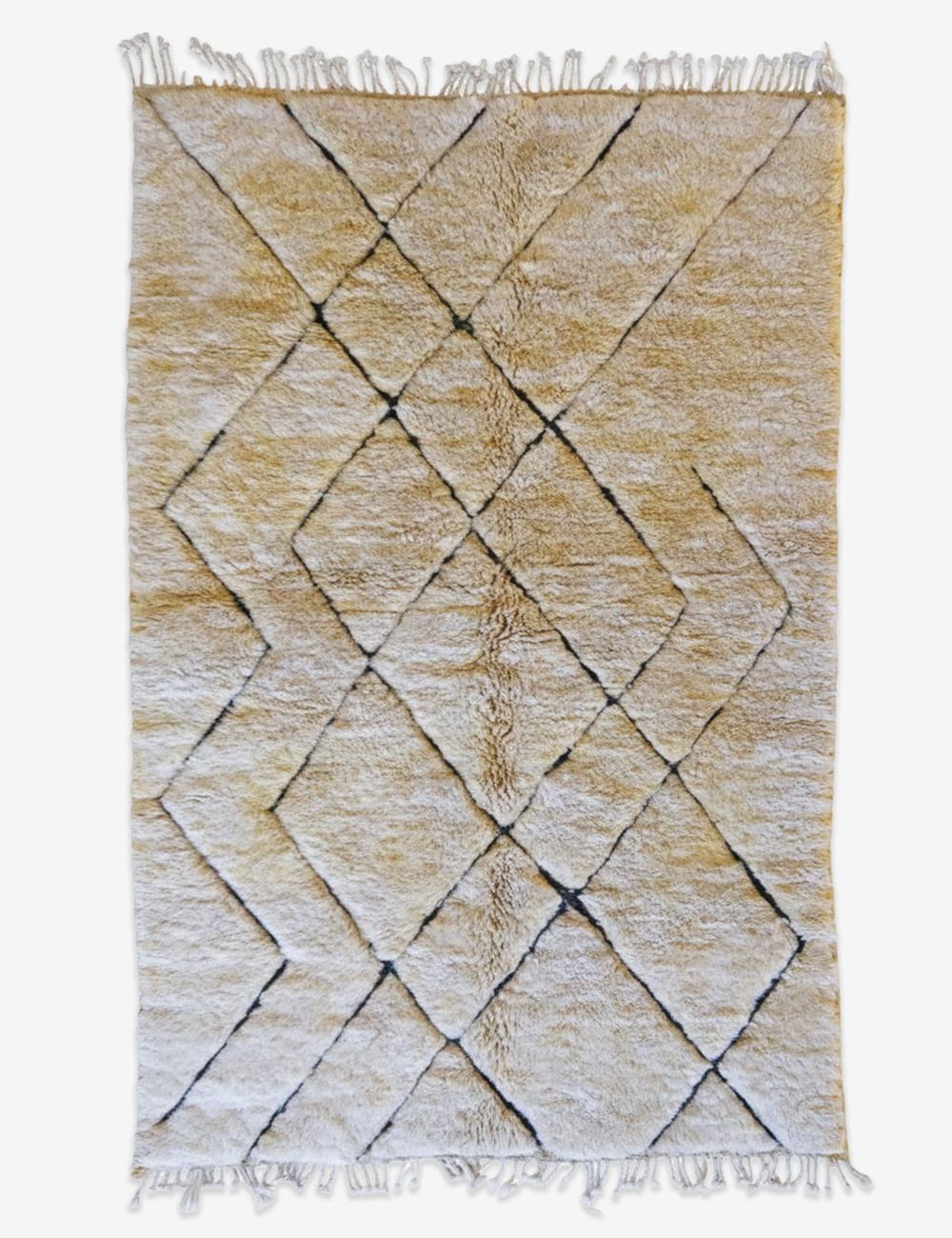 Yellow Moroccan Beni MRirt Rug 8.6 x 5.5 ft / 262 x 168 cm