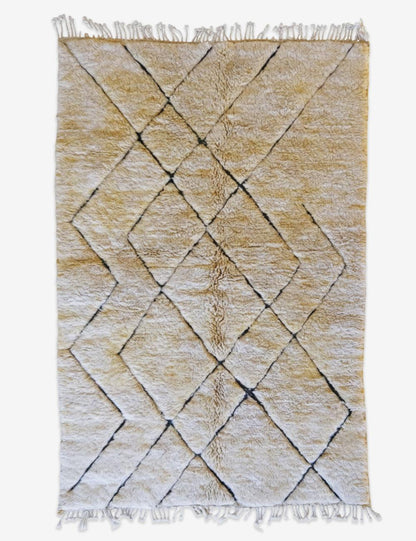 Yellow Moroccan Beni MRirt Rug 8.6 x 5.5 ft / 262 x 168 cm