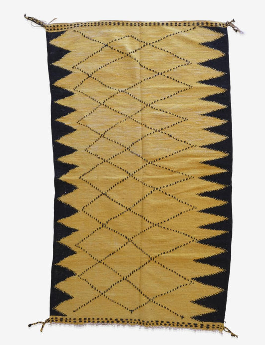 Yellow Moroccan Kilim Modern Rug 8.7 x 4.9 ft / 264 x 150 cm