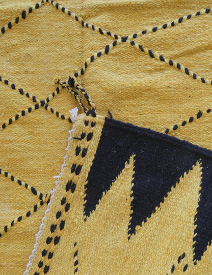 Yellow Moroccan Kilim Modern Rug 8.7 x 4.9 ft / 264 x 150 cm - Surcoma