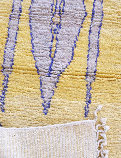 Yellow Moroccan Wool Hallway Rug 14.8 x 2.6 ft / 450 x 82 cm