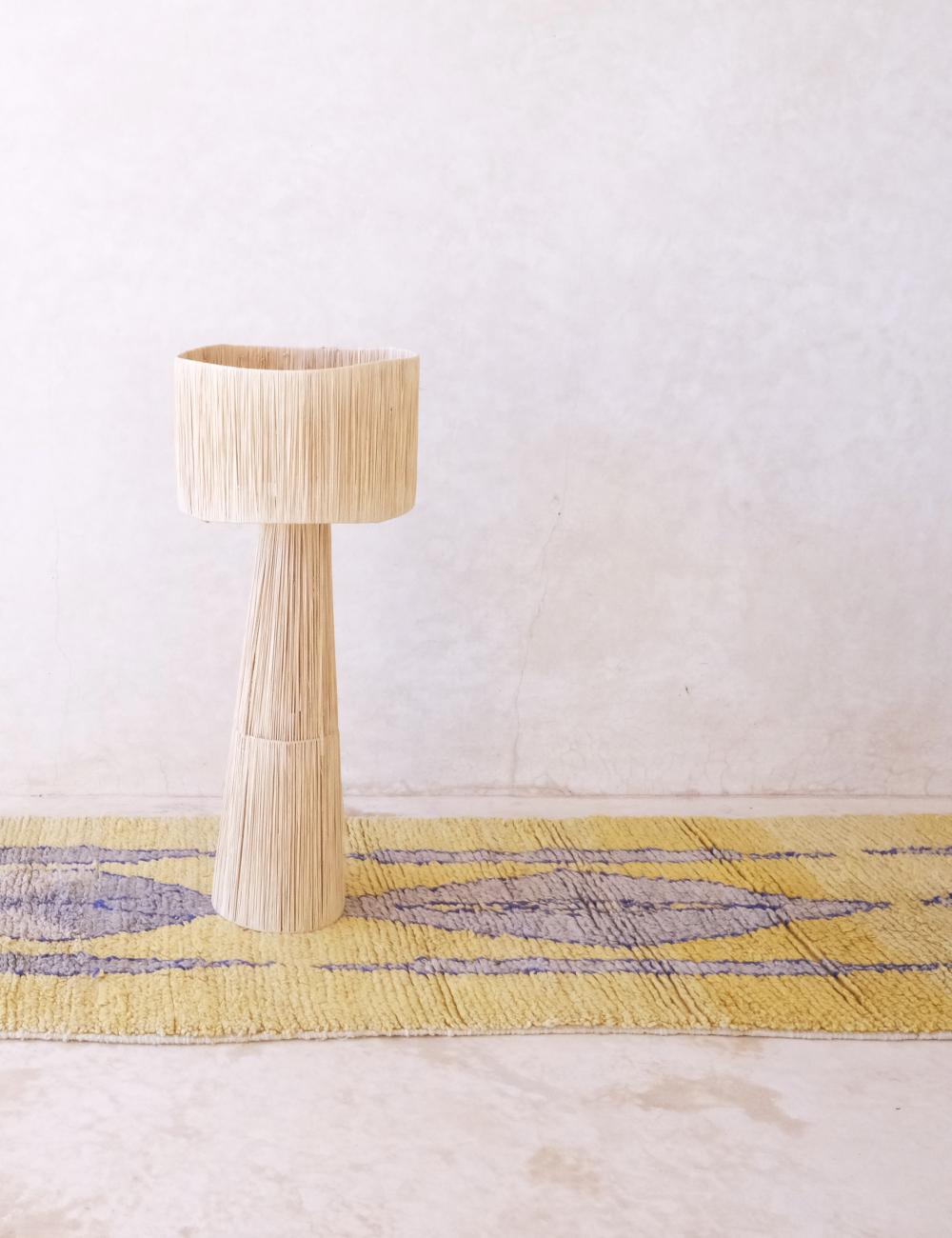 Yellow Moroccan Wool Hallway Rug 14.8 x 2.6 ft / 450 x 82 cm