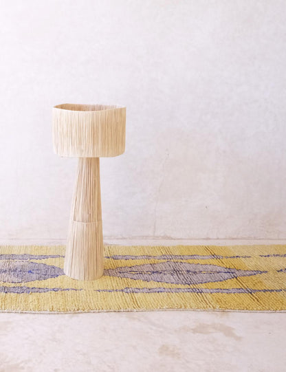 Yellow Moroccan Wool Hallway Rug 14.8 x 2.6 ft / 450 x 82 cm