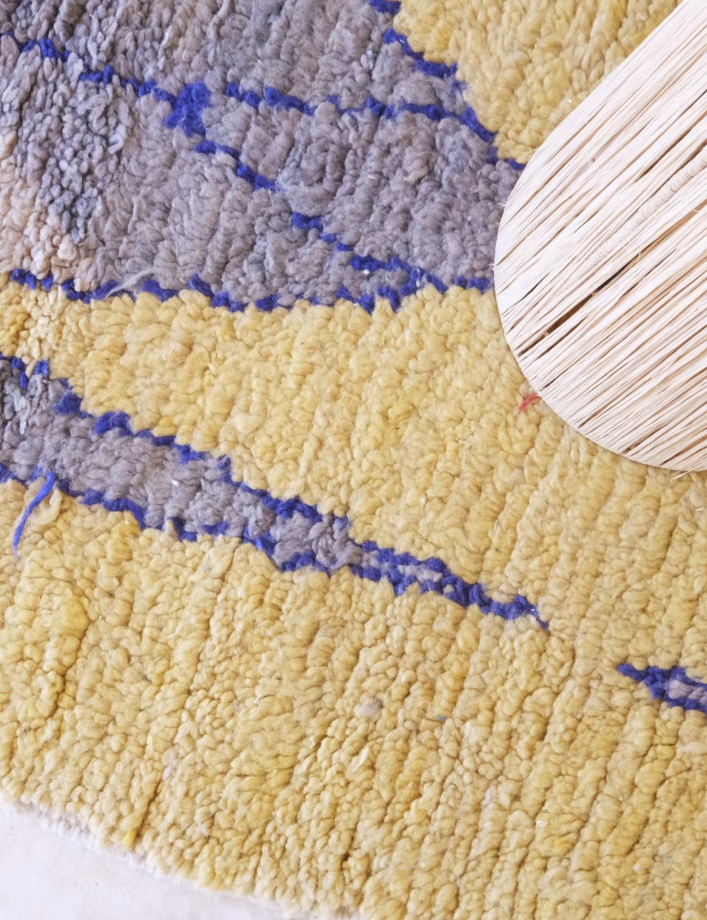 Yellow Moroccan Wool Hallway Rug 14.8 x 2.6 ft / 450 x 82 cm