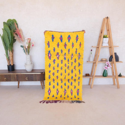 Moroccan Vibrant Lemon Yellow Rug 5.6 x 3 ft / 172 x 92 cm - Surcoma