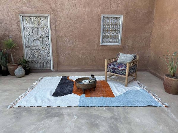 Colorful Moroccan kilim rug with classic desing